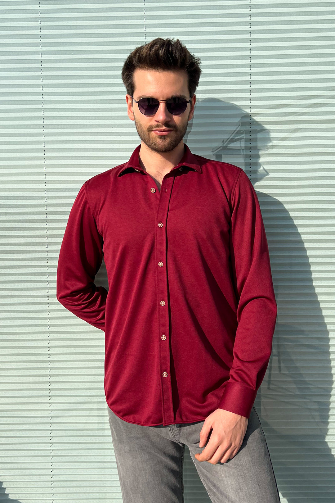 MPL Men's Long Sleeve Slimfit Knit Shirt - Villajoyosa
