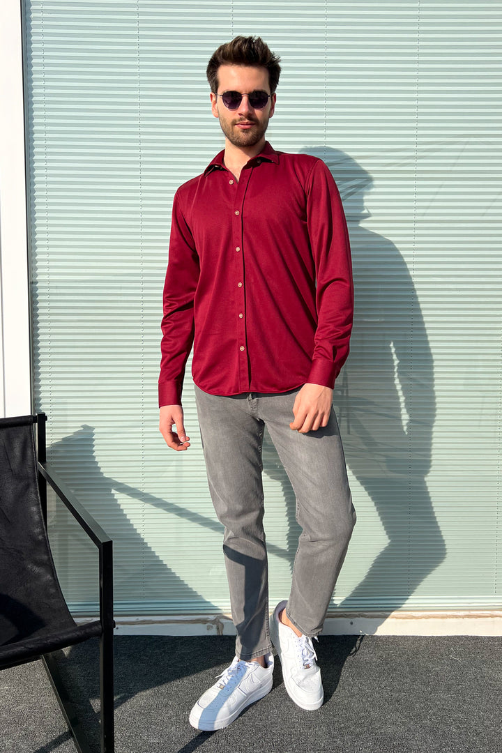 MPL Men's Long Sleeve Slimfit Knit Shirt - Villajoyosa