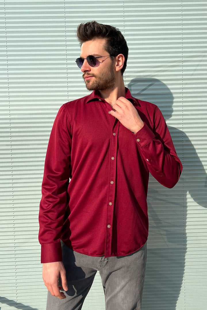 MPL Men's Long Sleeve Slimfit Knit Shirt - Villajoyosa