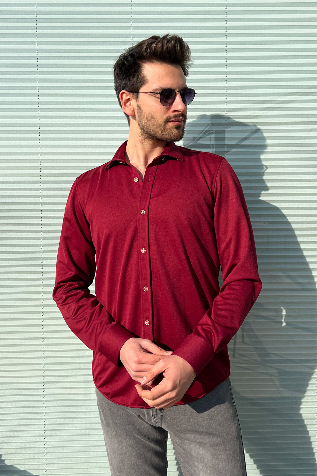 MPL Men's Long Sleeve Slimfit Knit Shirt - Villajoyosa