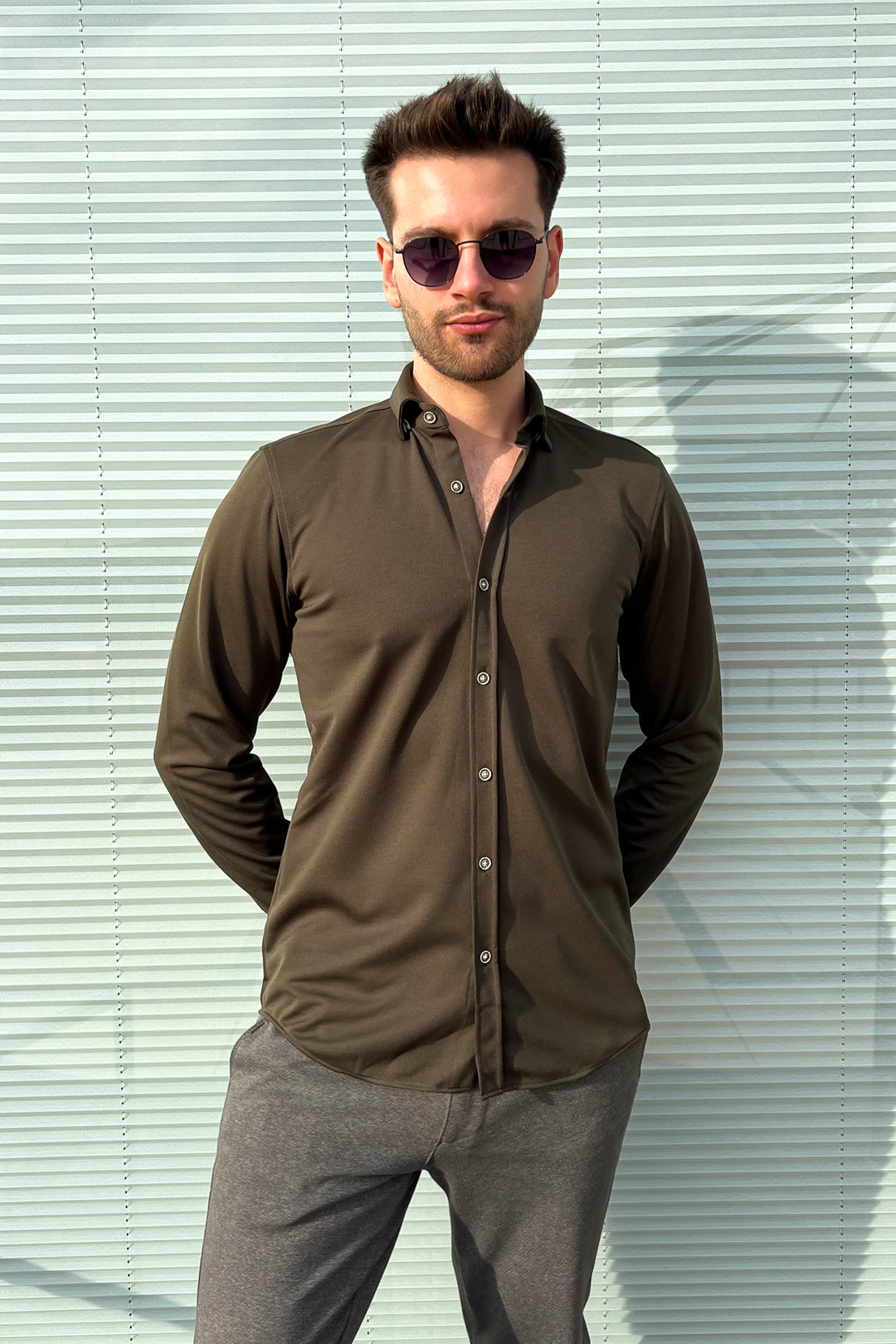 MPL Men's Long Sleeve Slimfit Knit Shirt - Suresnes