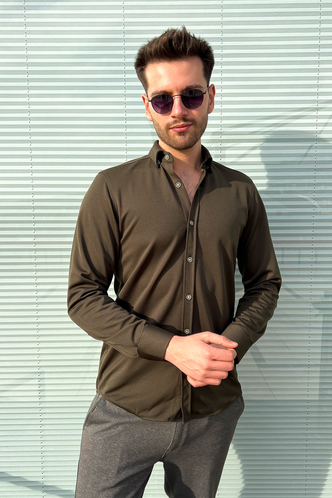 MPL Men's Long Sleeve Slimfit Knit Shirt - Suresnes