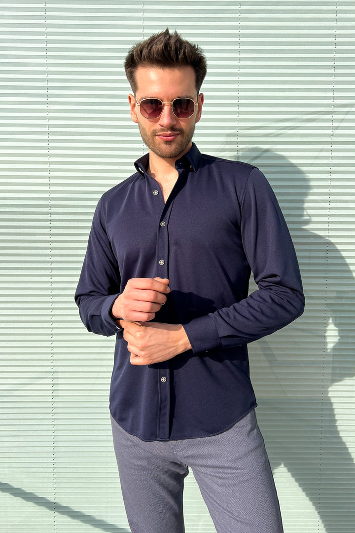 MPL Men's Long Sleeve Slimfit Knit Shirt - Álimos