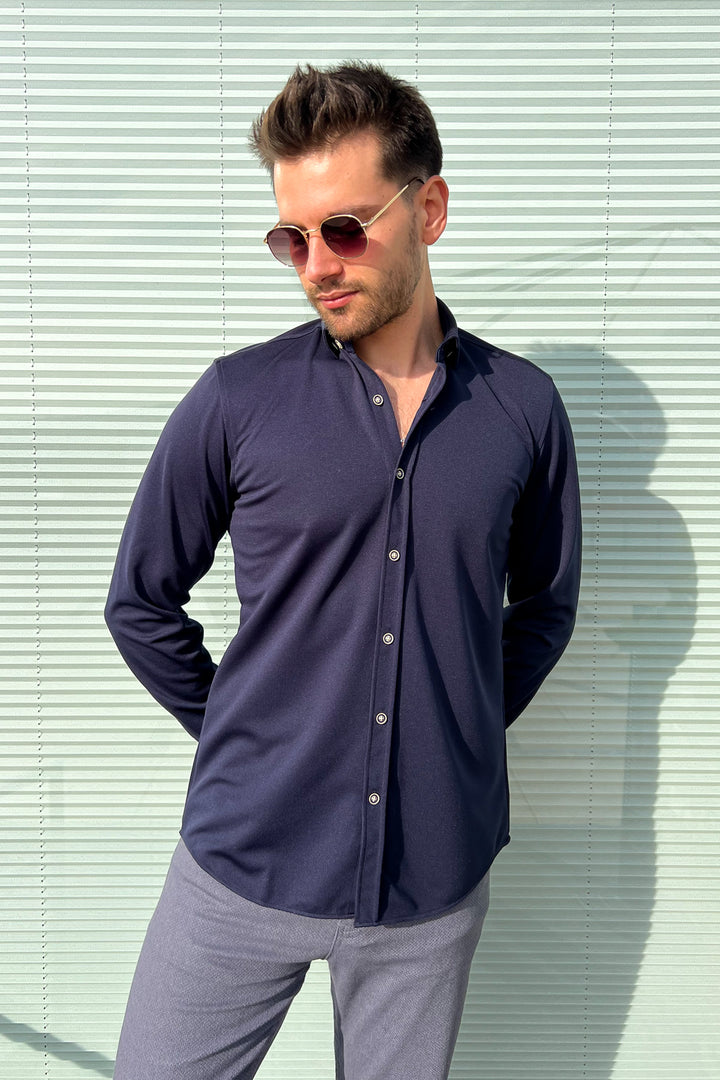 MPL Men's Long Sleeve Slimfit Knit Shirt - Álimos