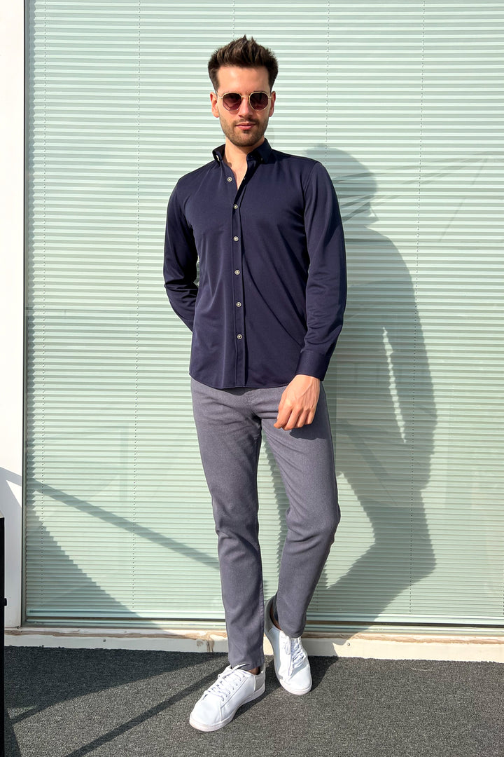 MPL Men's Long Sleeve Slimfit Knit Shirt - Álimos