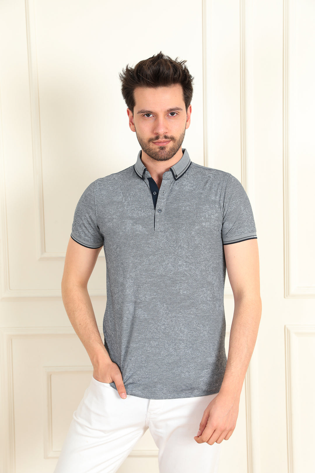 MPL Men's Jacquard Polo Neck T-shirt 2978 - Piacenza