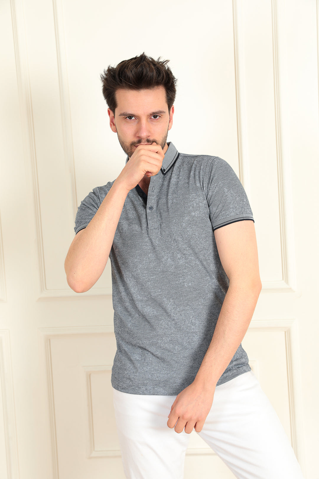 MPL Men's Jacquard Polo Neck T-shirt 2978 - Piacenza
