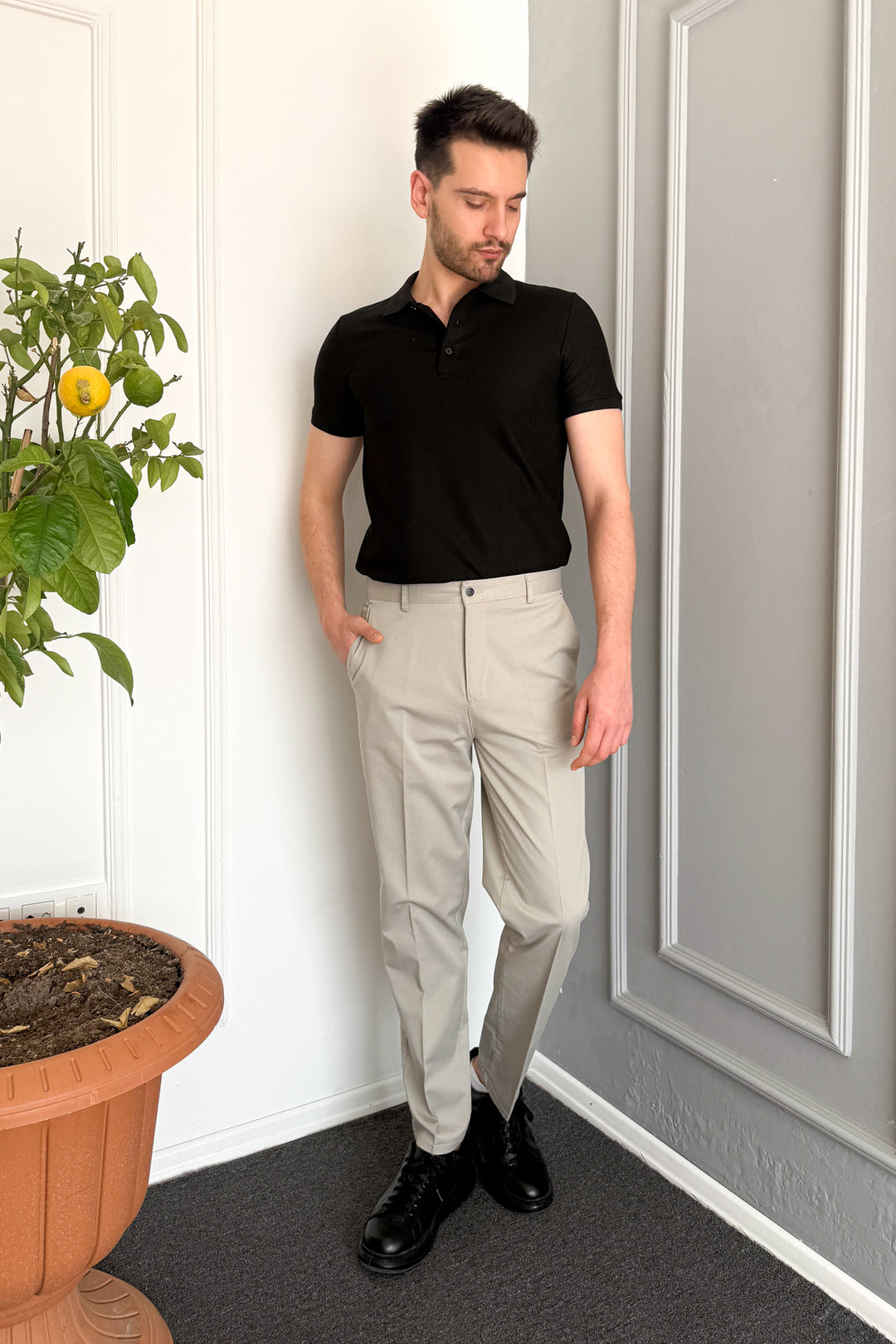 MPL Men's Classic Gabardine Stretch Linen Trousers - Lower Hutt