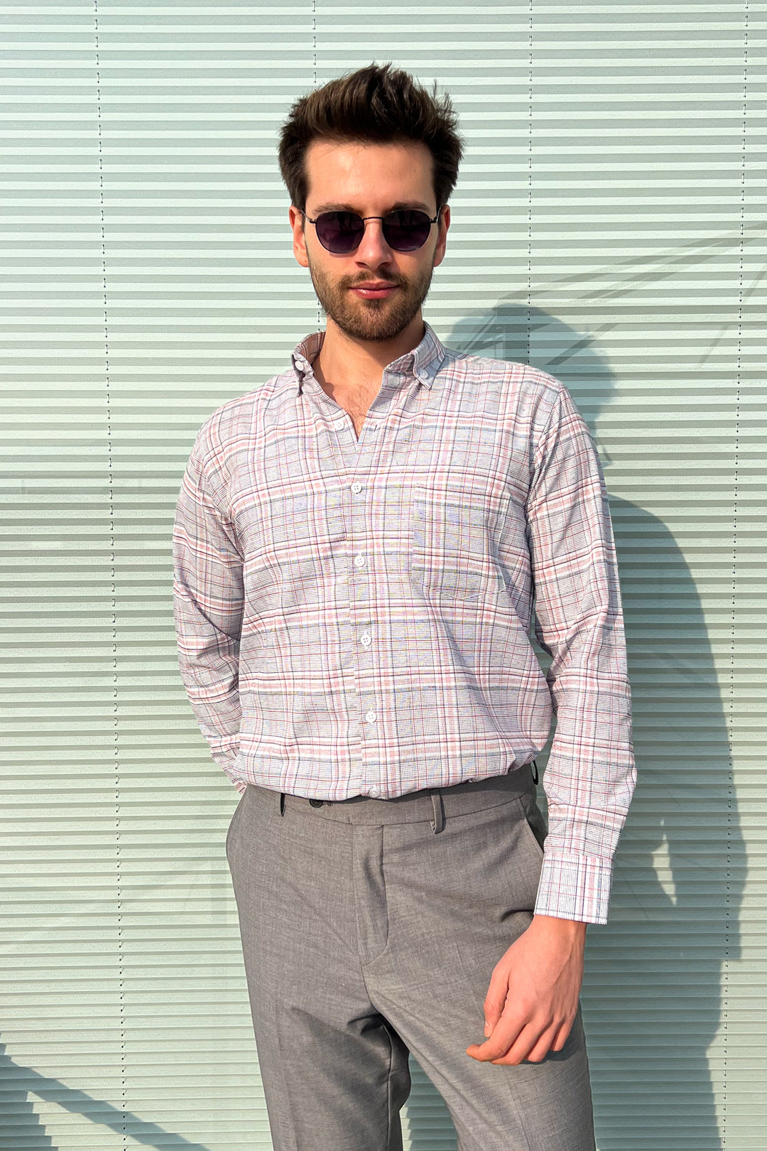 MPL Men's Plaid Patterned Long Sleeve Shirt 8101 - Marlboro