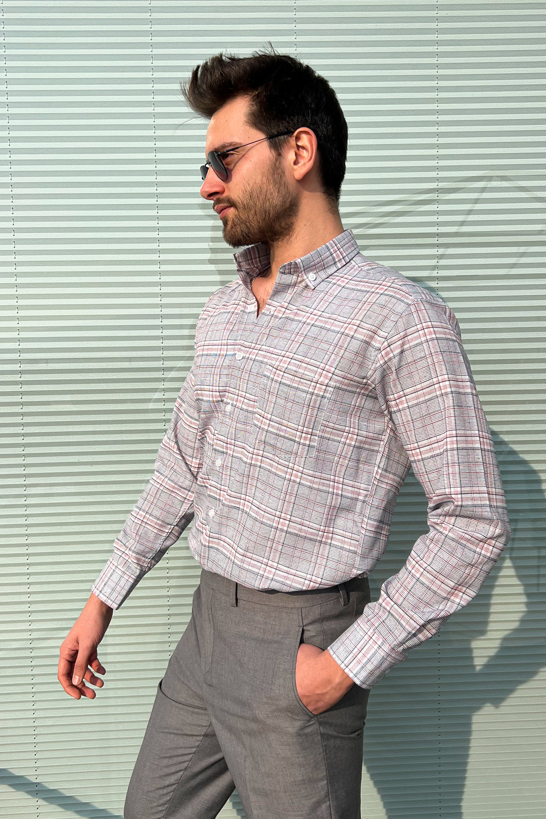 MPL Men's Plaid Patterned Long Sleeve Shirt 8101 - Marlboro
