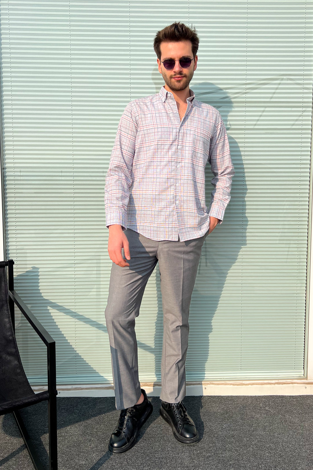 MPL Men's Plaid Patterned Long Sleeve Shirt 8101 - Marlboro