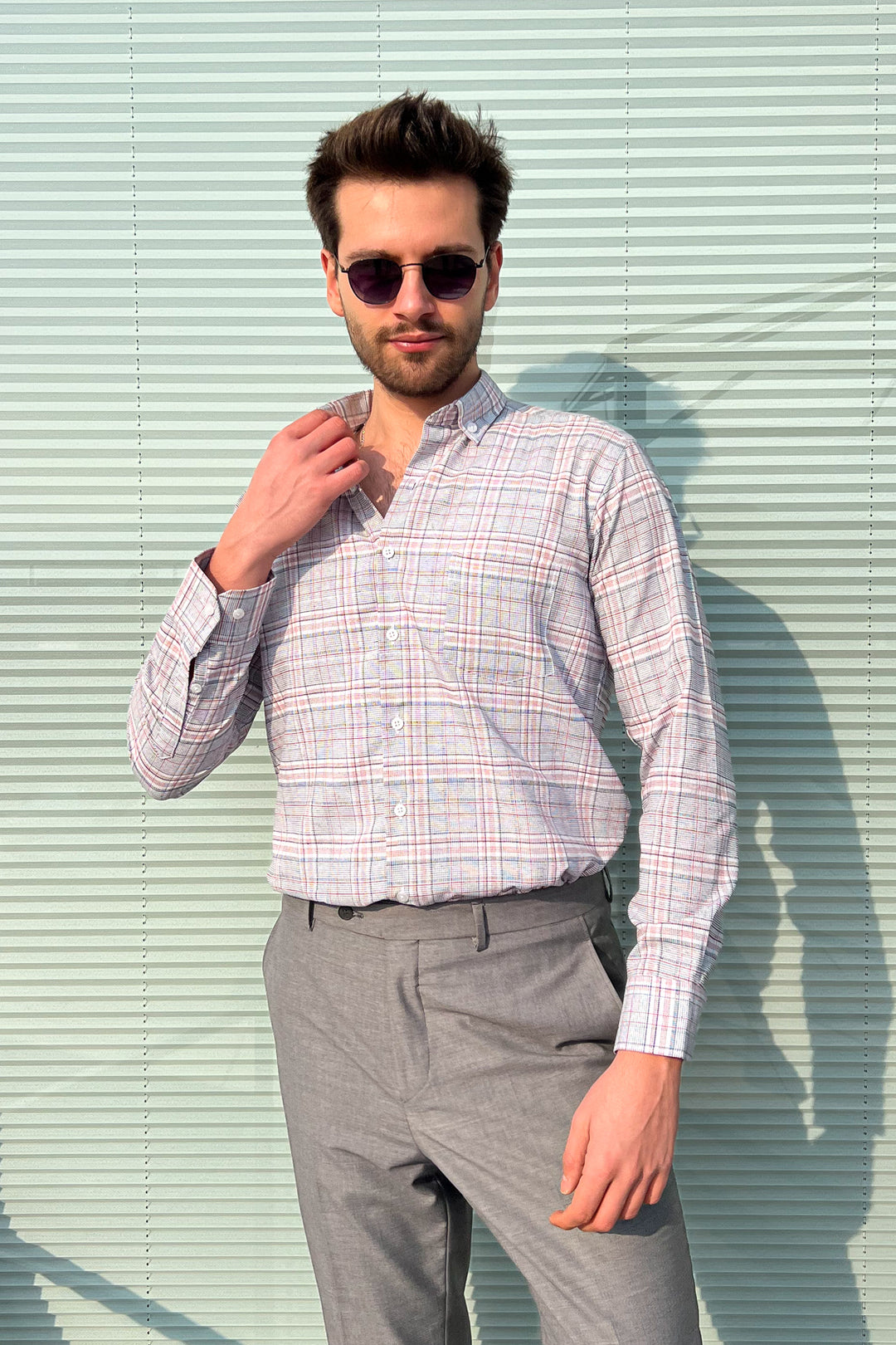 MPL Men's Plaid Patterned Long Sleeve Shirt 8101 - Marlboro