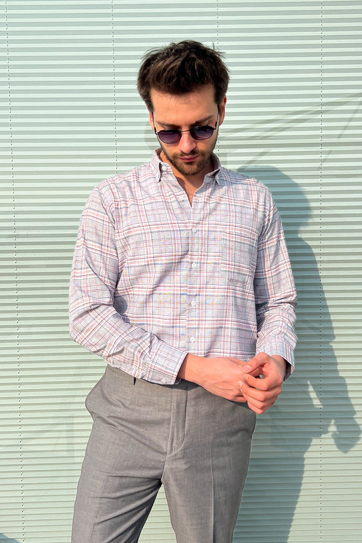 MPL Men's Plaid Patterned Long Sleeve Shirt 8101 - Marlboro