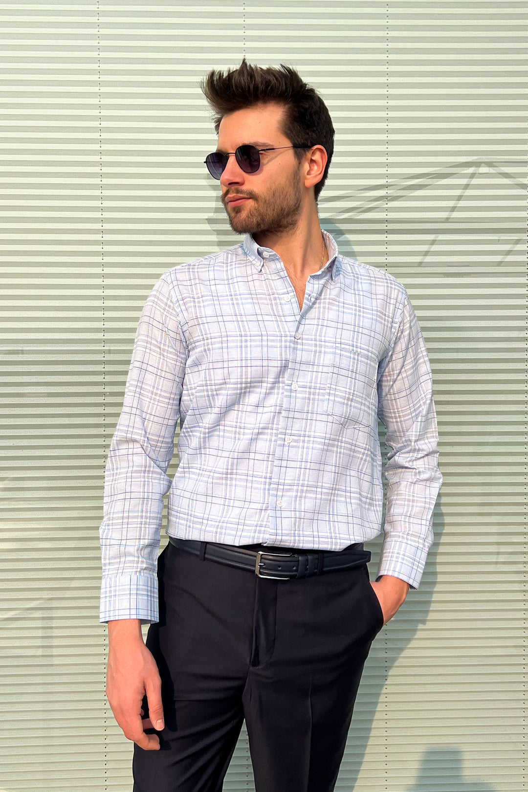MPL Men's Plaid Patterned Long Sleeve Shirt 8101 - Rugby