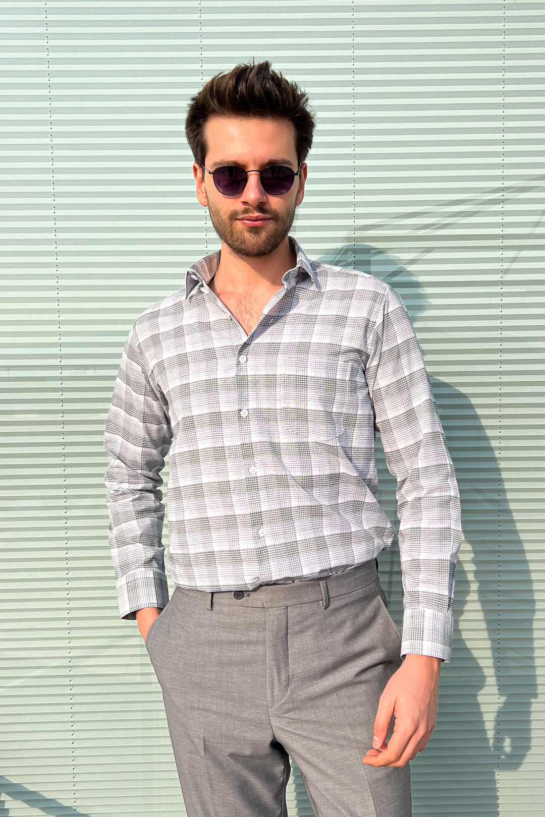 MPL Men's Plaid Patterned Long Sleeve Shirt 8106 - Longueuil