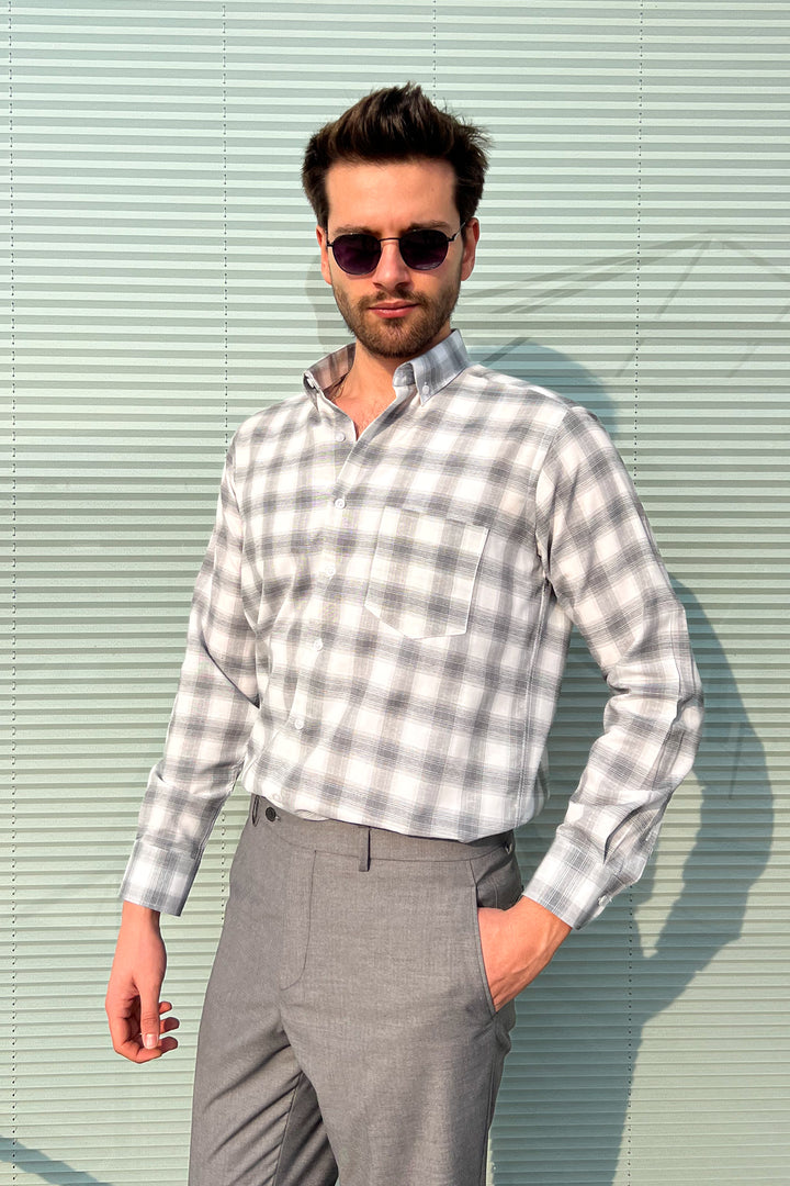 MPL Men's Plaid Patterned Long Sleeve Shirt 8106 - Longueuil