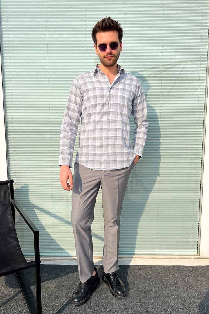MPL Men's Plaid Patterned Long Sleeve Shirt 8106 - Longueuil