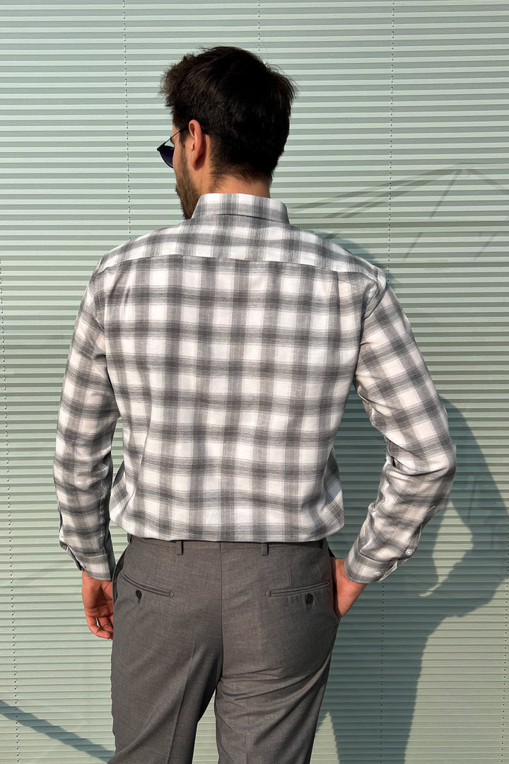 MPL Men's Plaid Patterned Long Sleeve Shirt 8106 - Longueuil