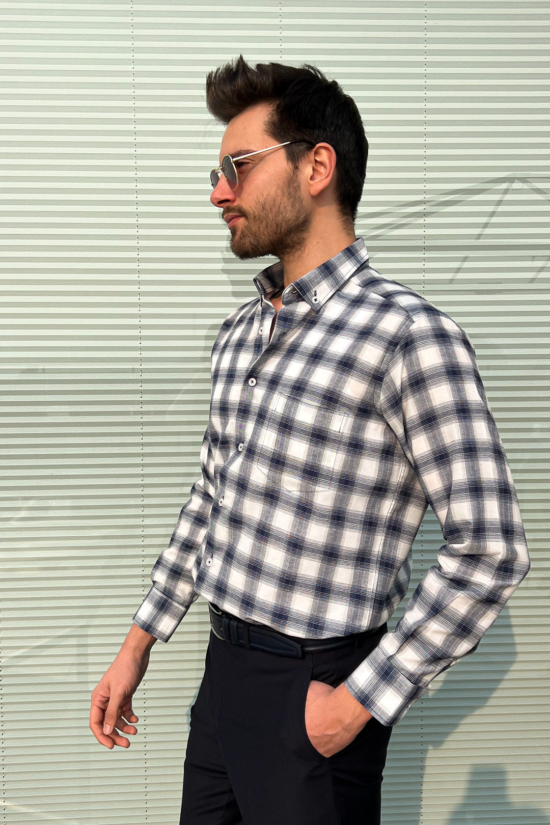 MPL Men's Plaid Patterned Long Sleeve Shirt 8106 - Santa María Huatulco