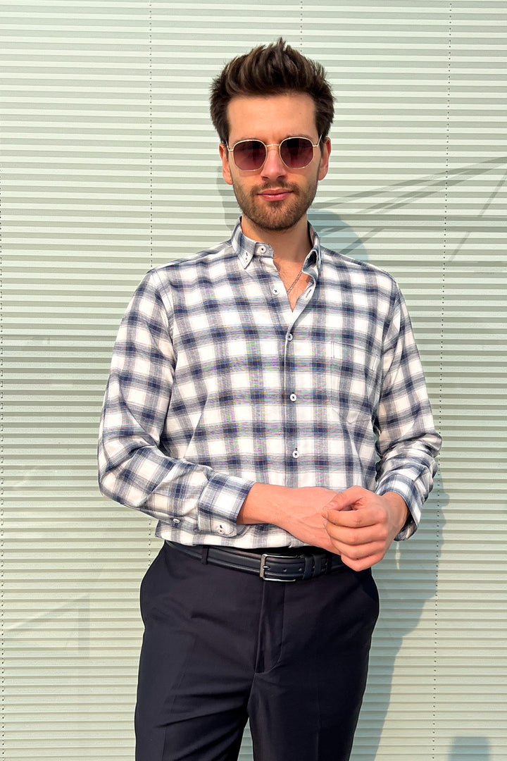MPL Men's Plaid Patterned Long Sleeve Shirt 8106 - Santa María Huatulco