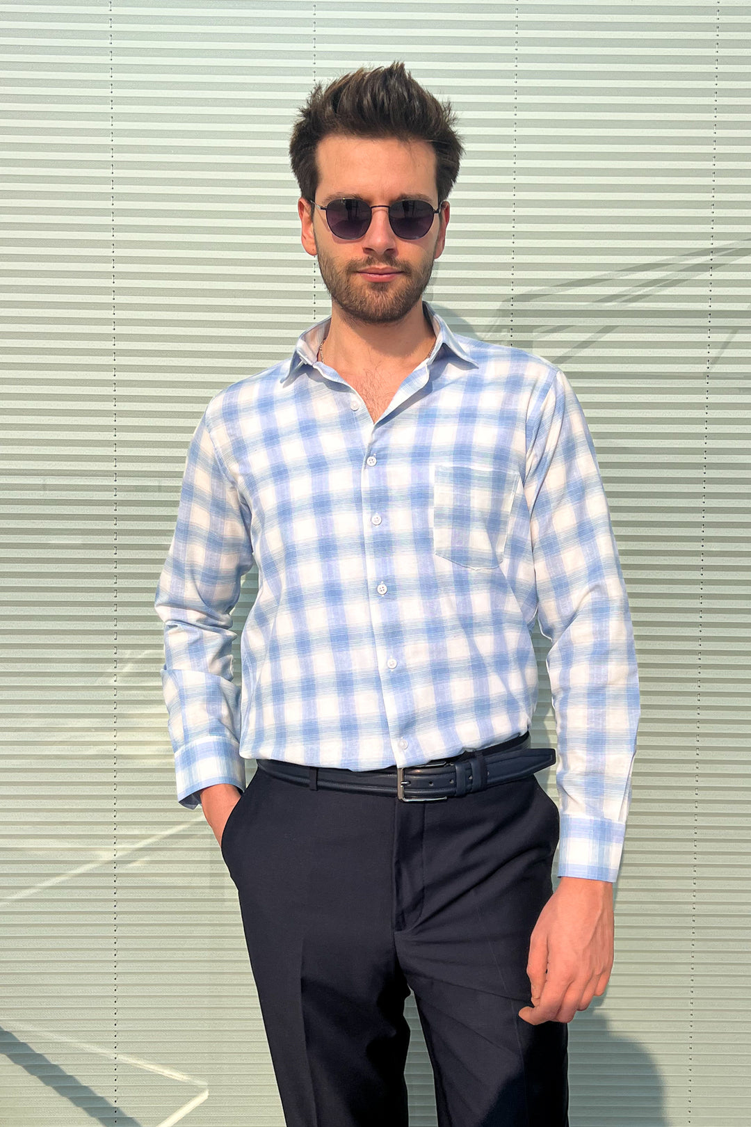MPL Men's Plaid Patterned Long Sleeve Shirt 8106 - Leduc