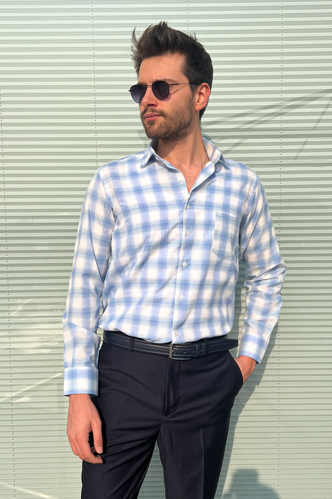 MPL Men's Plaid Patterned Long Sleeve Shirt 8106 - Leduc