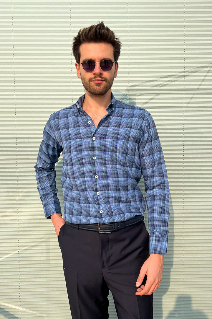 MPL Men's Plaid Patterned Long Sleeve Shirt 8117 - Polatsk