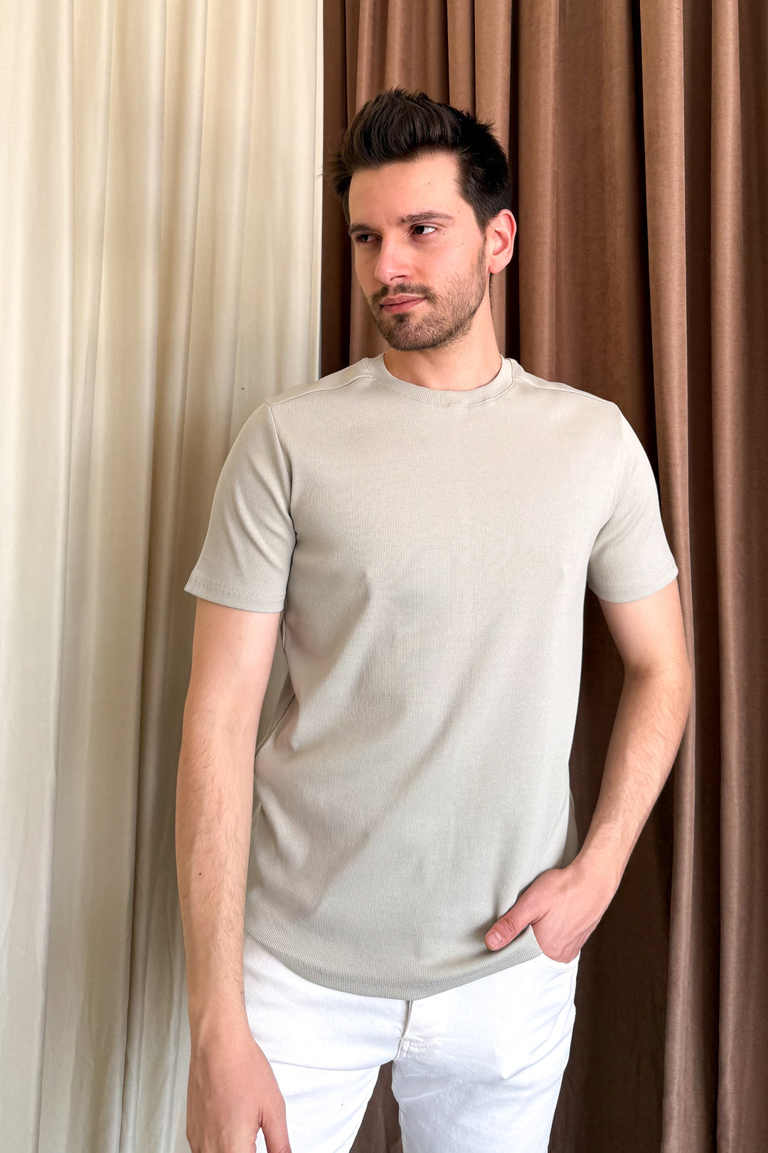 MPL Men's Ribbed T-shirt with Crew Neck 2936 - Salamanca