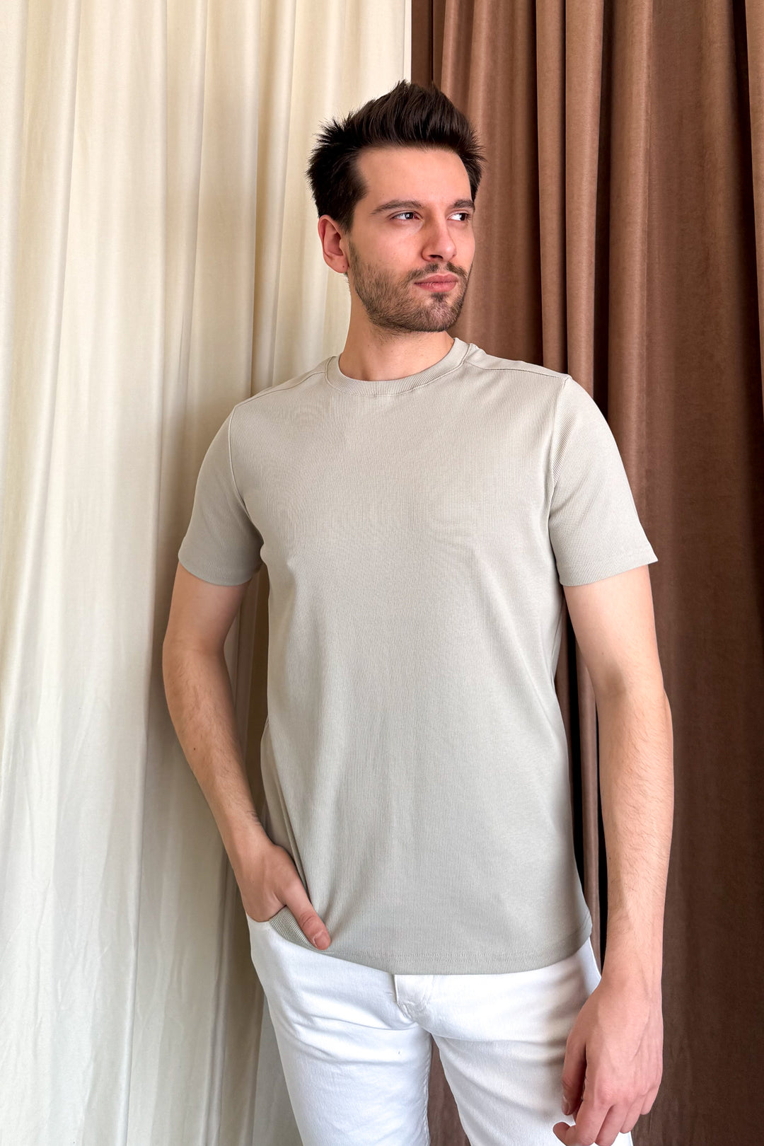 MPL Men's Ribbed T-shirt with Crew Neck 2936 - Salamanca