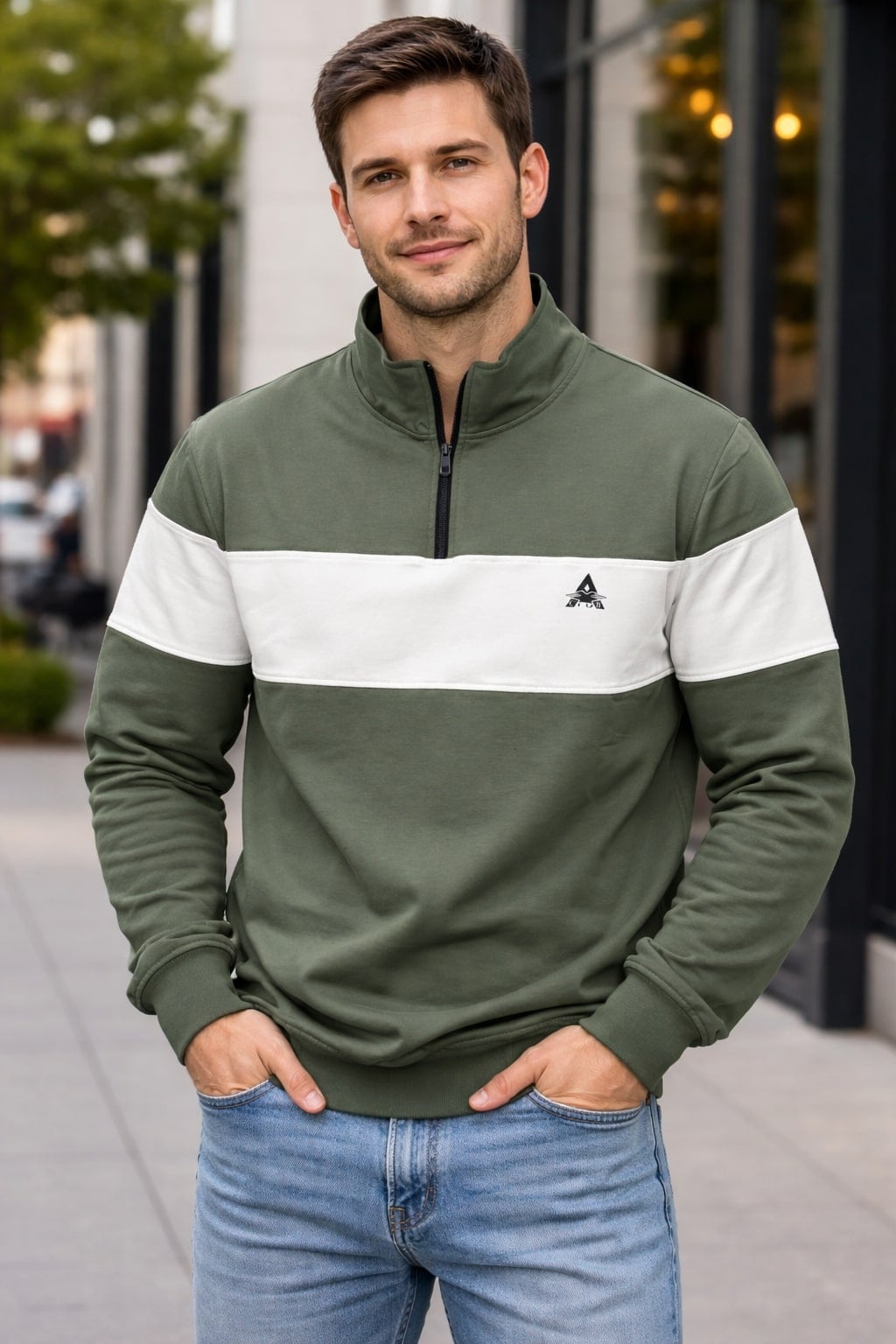 MPL Zippered Stand-up Collar Sweatshirt - Auburn