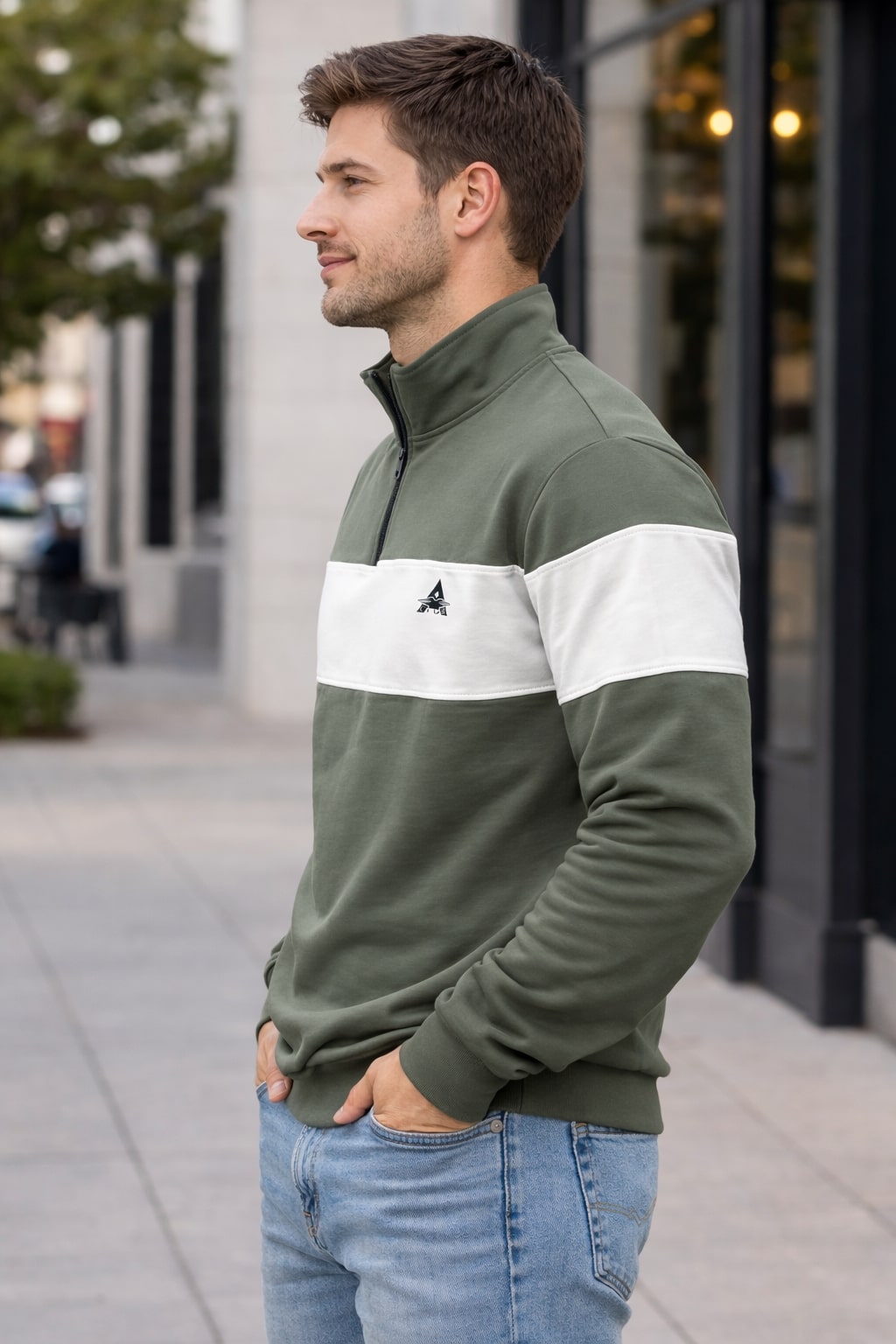 MPL Zippered Stand-up Collar Sweatshirt - Auburn
