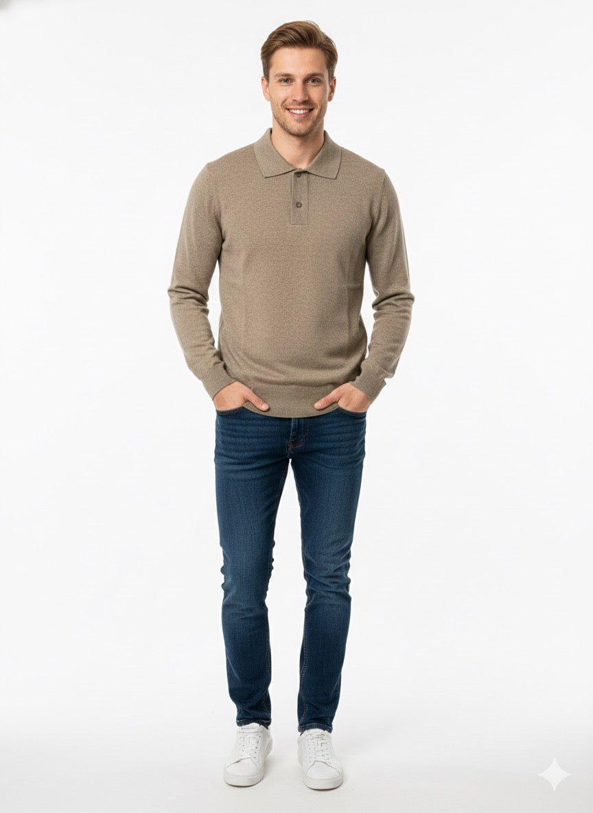 MPL Men's Polo Neck Buttoned Sweater - Delmenhorst