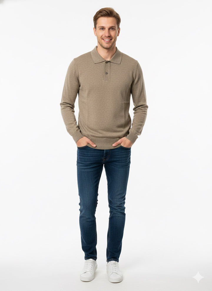 MPL Men's Polo Neck Buttoned Sweater - Delmenhorst