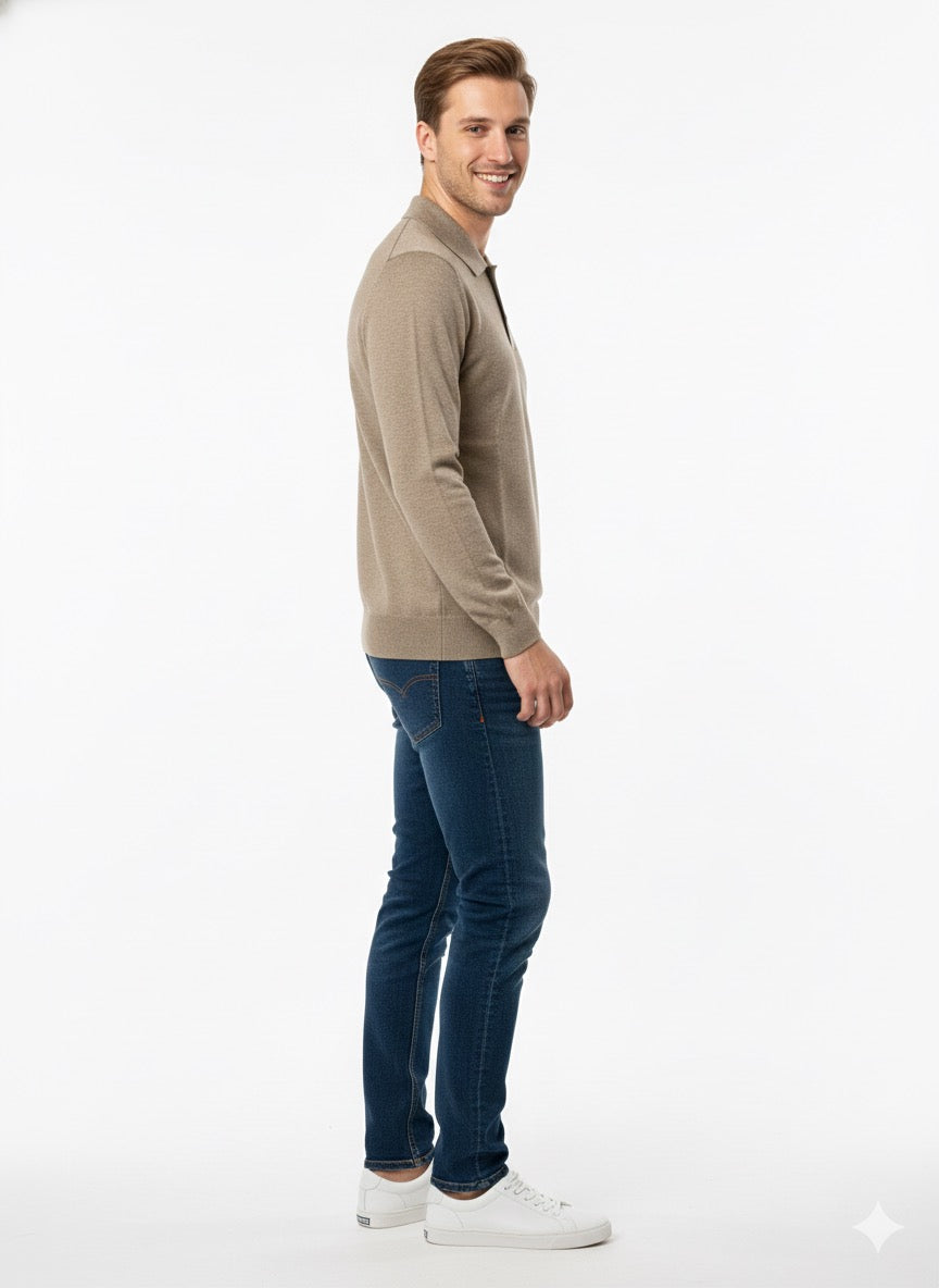 MPL Men's Polo Neck Buttoned Sweater - Delmenhorst