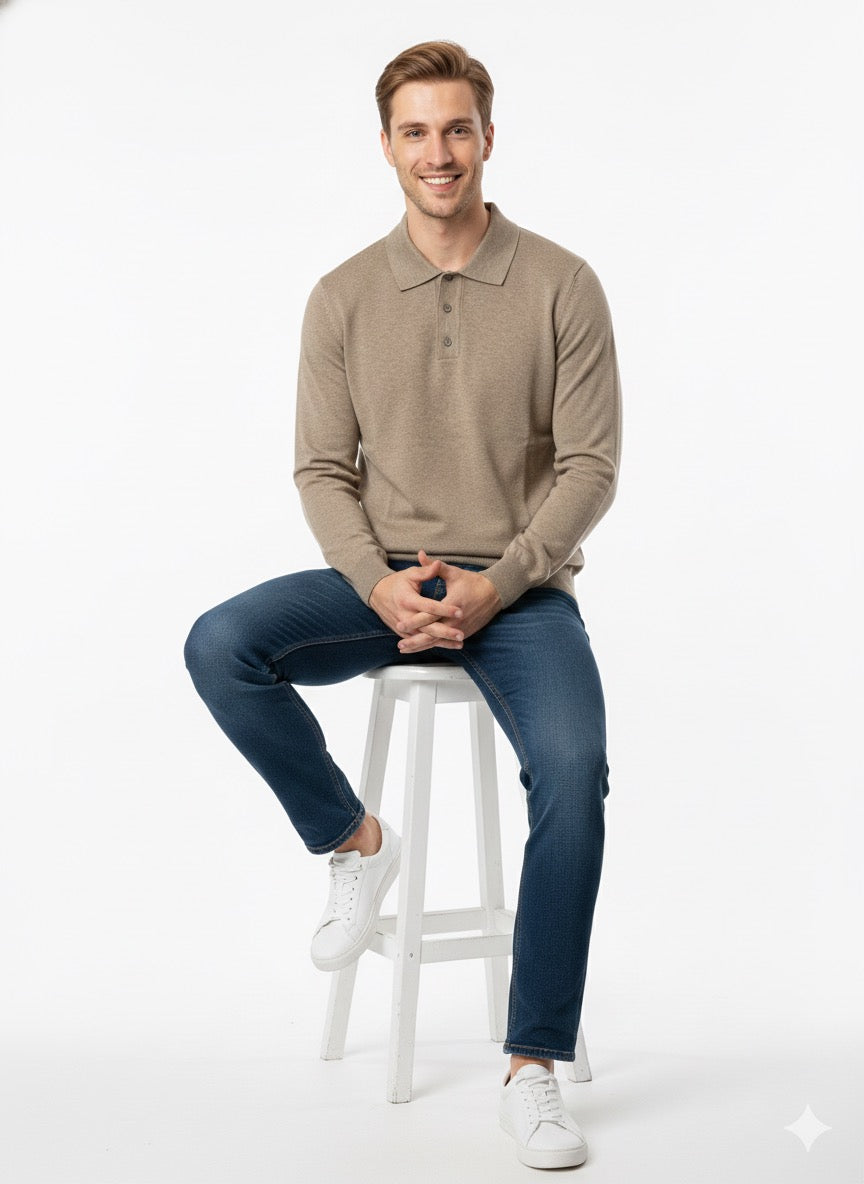 MPL Men's Polo Neck Buttoned Sweater - Delmenhorst