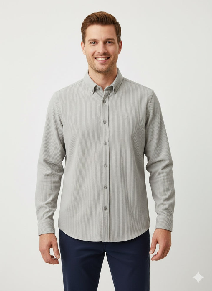 MPL Men's Knitted Slimfit Shirt with Lurex - El Dorado
