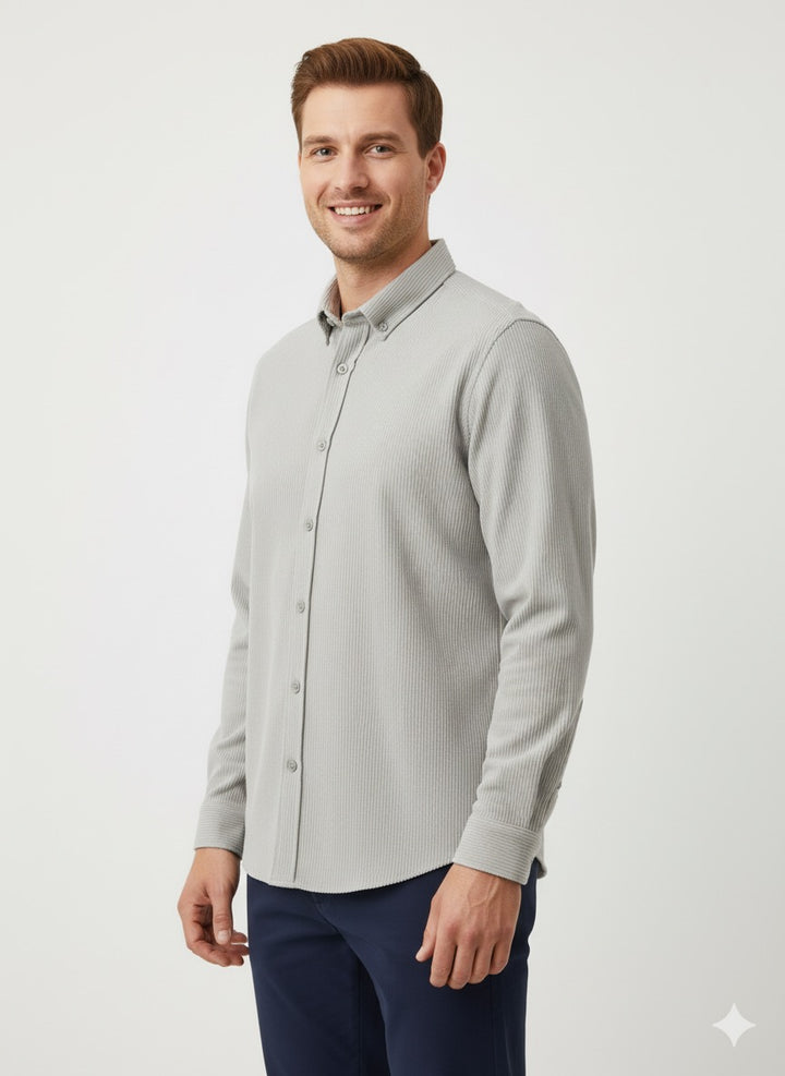 MPL Men's Knitted Slimfit Shirt with Lurex - El Dorado