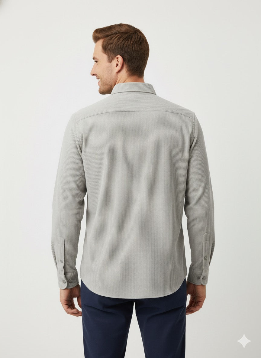 MPL Men's Knitted Slimfit Shirt with Lurex - El Dorado