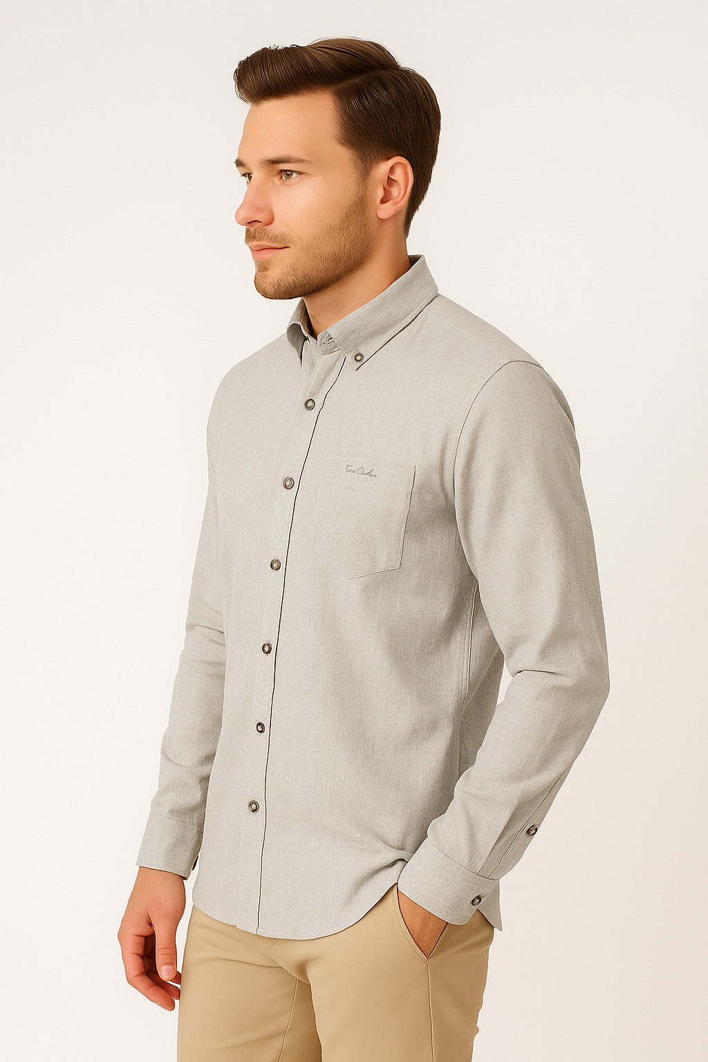 MPL Men's Classic Plain Melange Viscose Shirt - Southport