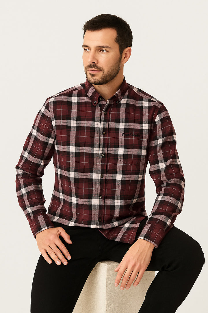 MPL Classic Checkered Melange Long Sleeve Shirt by Pier Chuvin - Burien