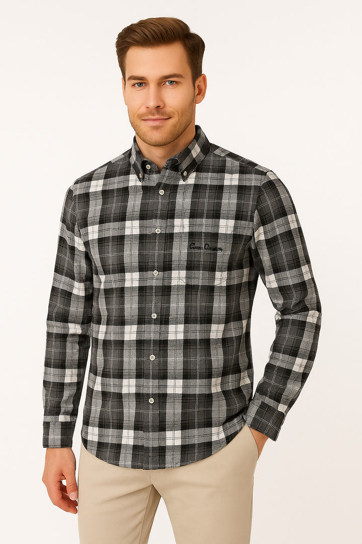 MPL Classic Checkered Melange Long Sleeve Shirt by Pier Chuvin - Pamplona