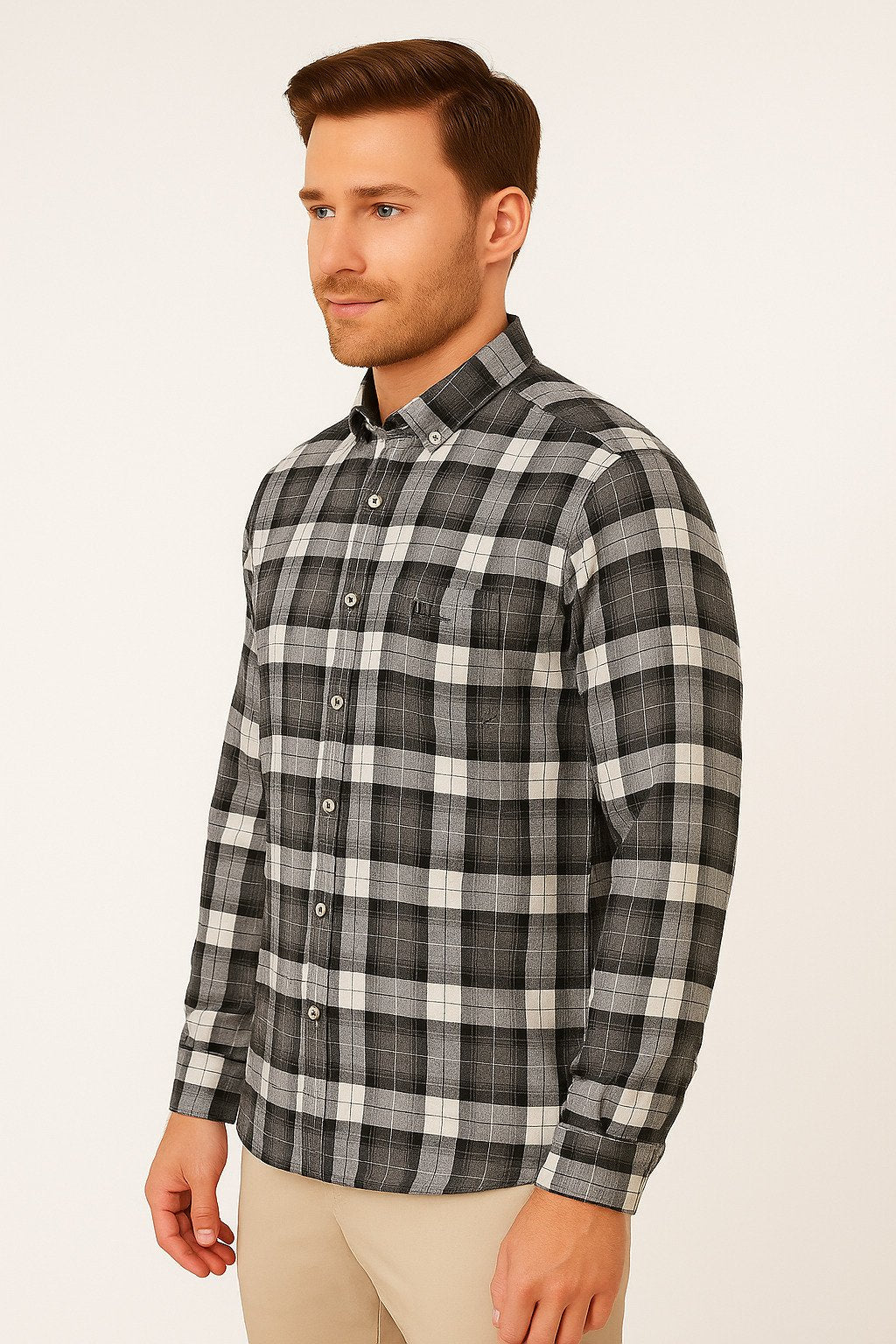 MPL Classic Checkered Melange Long Sleeve Shirt by Pier Chuvin - Pamplona
