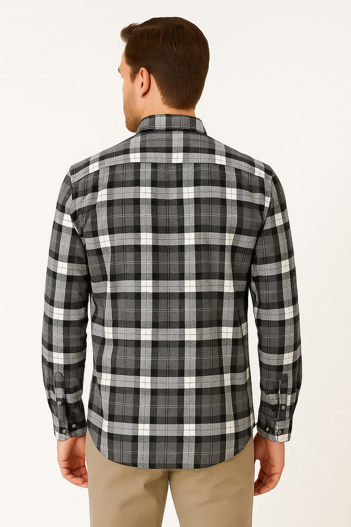 MPL Classic Checkered Melange Long Sleeve Shirt by Pier Chuvin - Pamplona