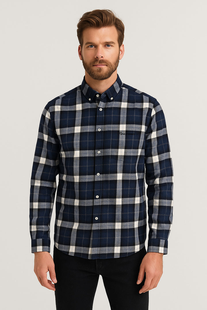 MPL Classic Checkered Melange Long Sleeve Shirt by Pier Chuvin. - Baldwin Park