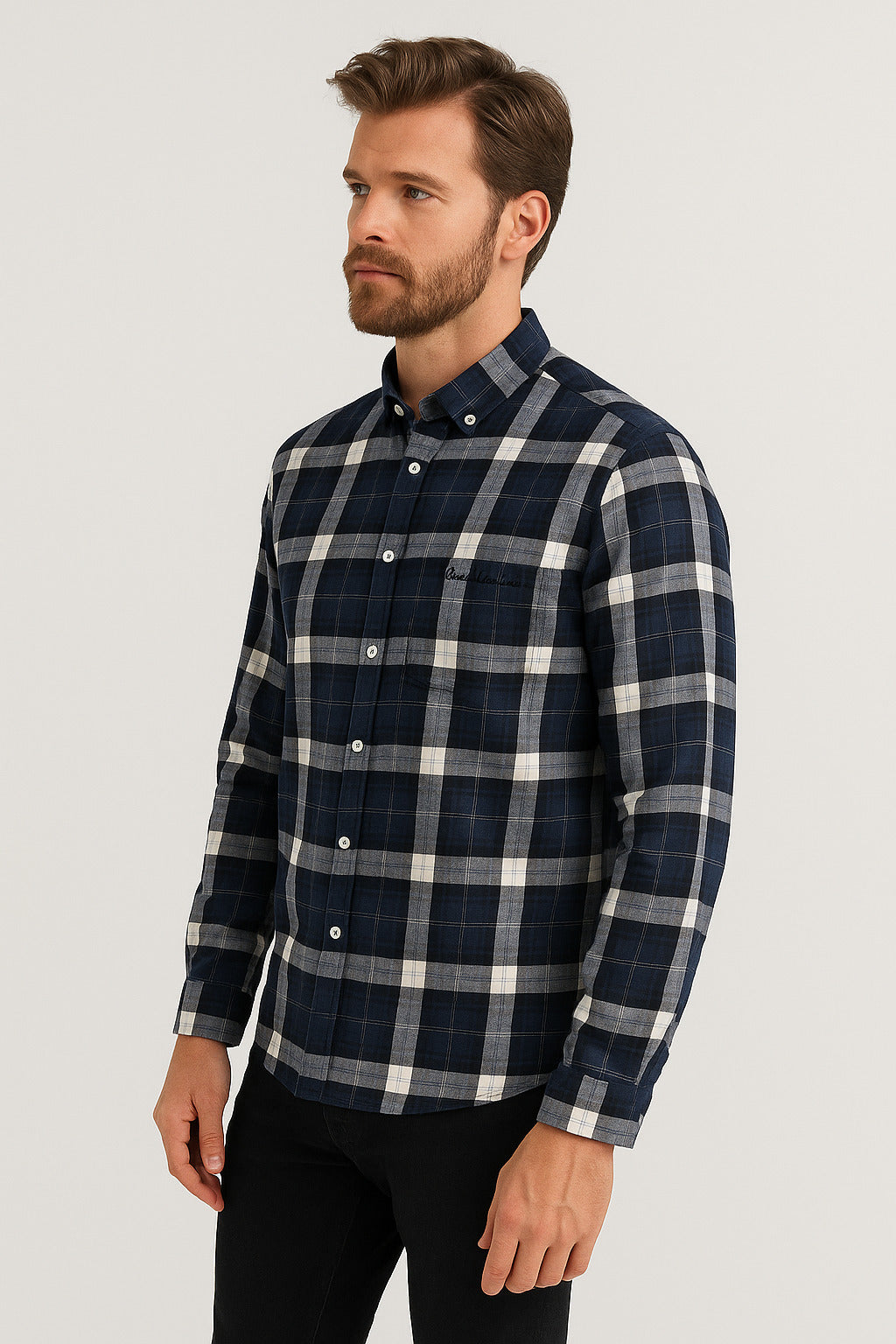 MPL Classic Checkered Melange Long Sleeve Shirt by Pier Chuvin. - Baldwin Park