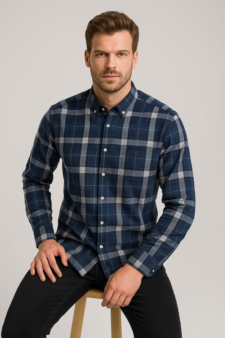 MPL Classic Checkered Melange Long Sleeve Shirt by Pier Chuvin. - Baldwin Park