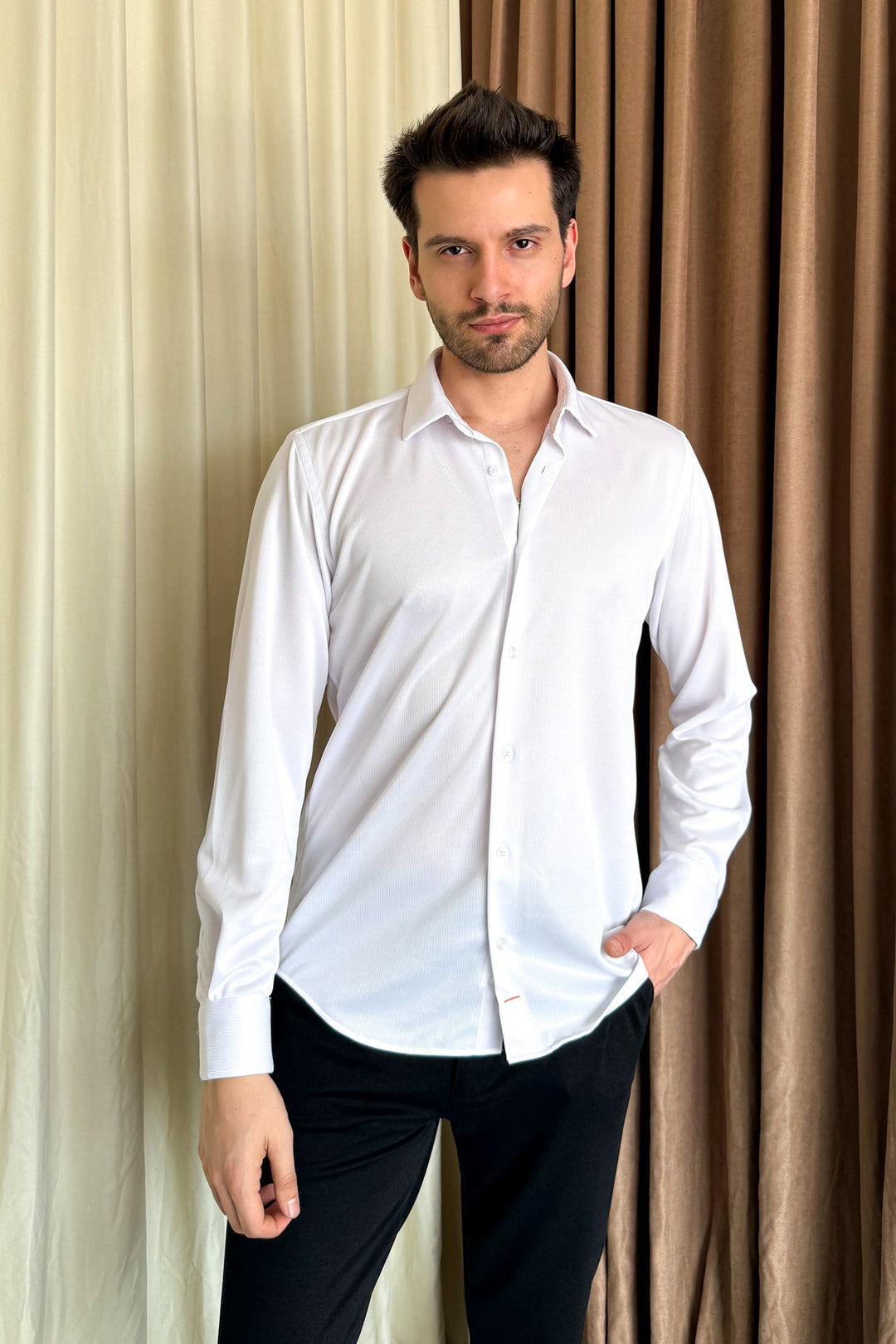 MPL Men's Knitted Slimfit Long Sleeve Shirt 501 - Pico Rivera
