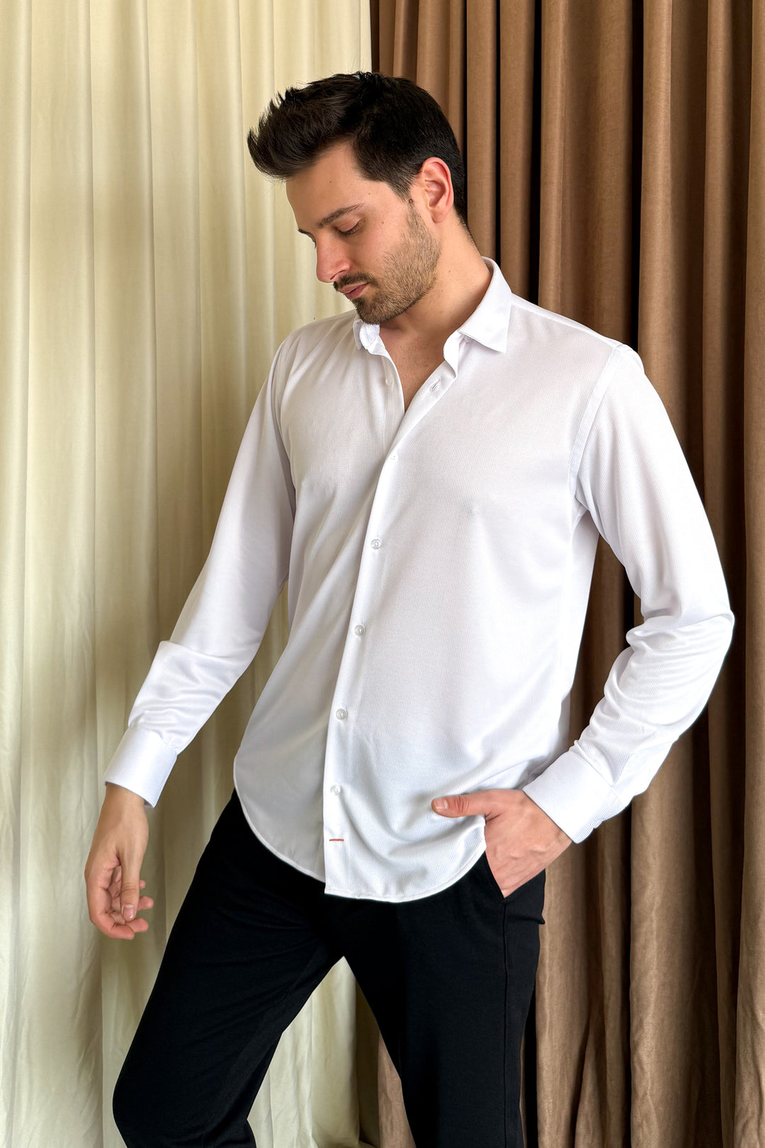 MPL Men's Knitted Slimfit Long Sleeve Shirt 501 - Pico Rivera