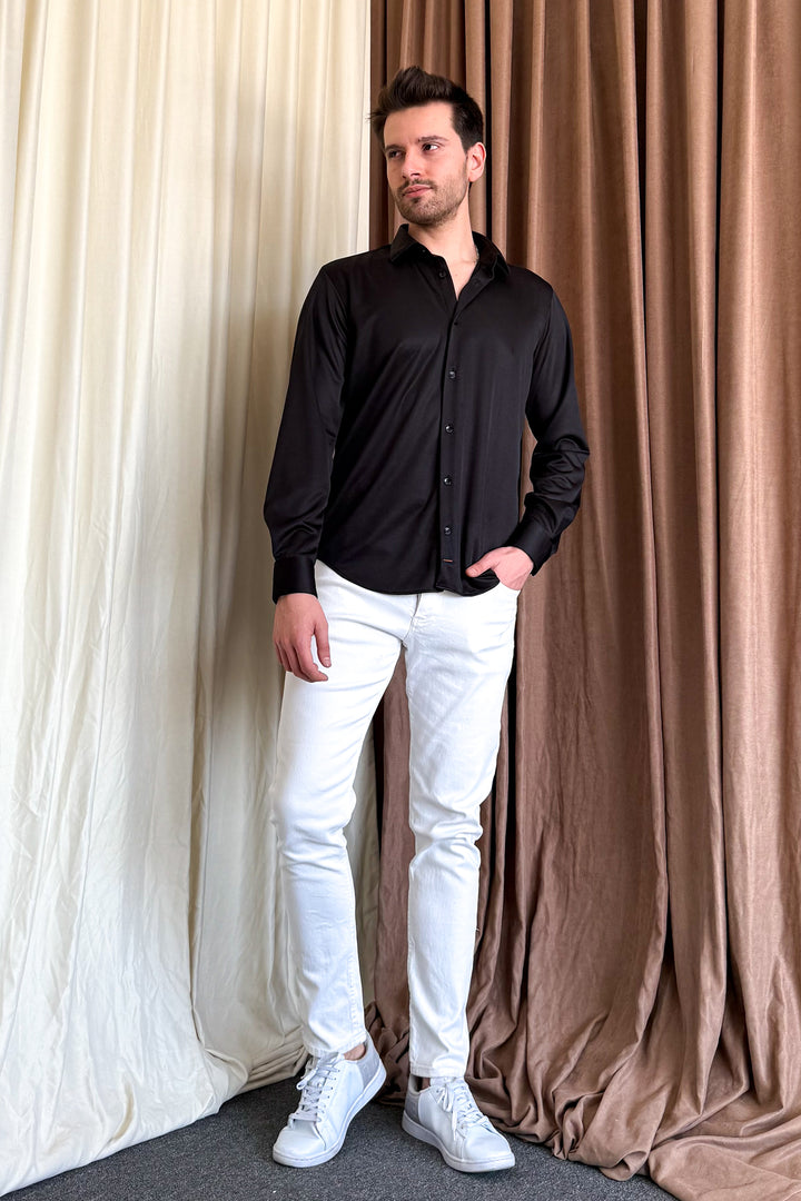 MPL Men's Knitted Slimfit Long Sleeve Shirt 501 - Salinas