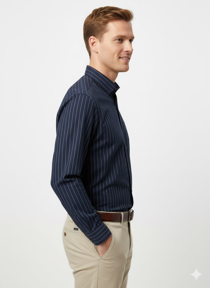 MPL Men's Knitted Striped Long Sleeve Shirt - Victoria